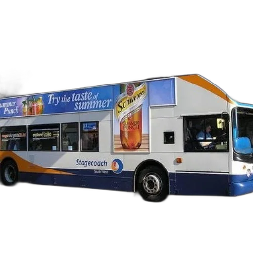 double-decker, bus, advertisement, schweppes transparent PNG cut-out