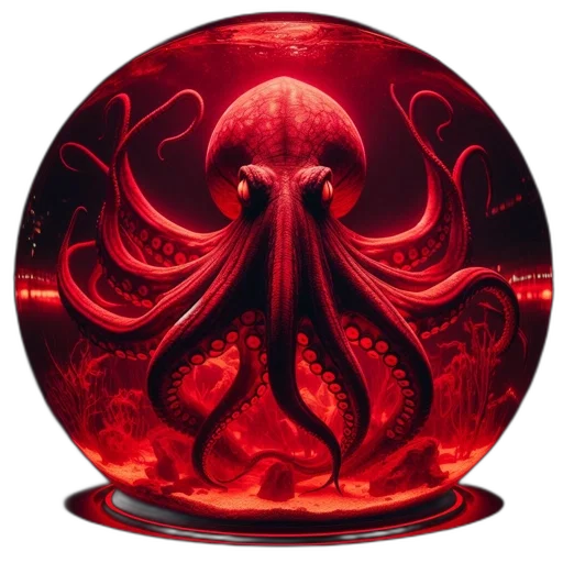 concept art, 3d render, red, octopus transparent PNG cut-out