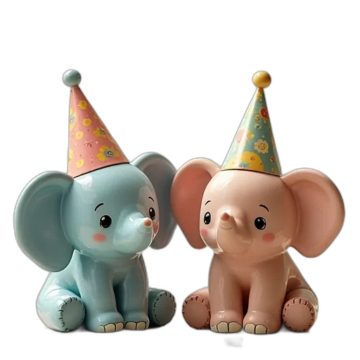 3d render, pastel, elephant, friends transparent PNG cut-out