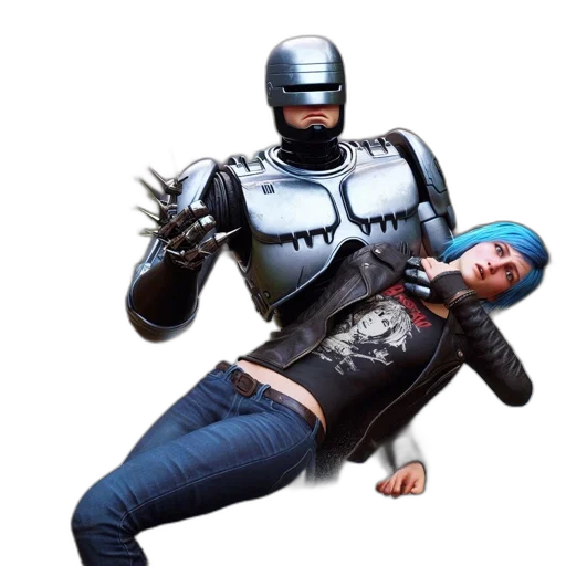robot, jacket, weapon, creature transparent PNG cut-out