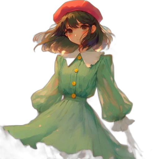 hat, dress, jacket, staff transparent PNG cut-out
