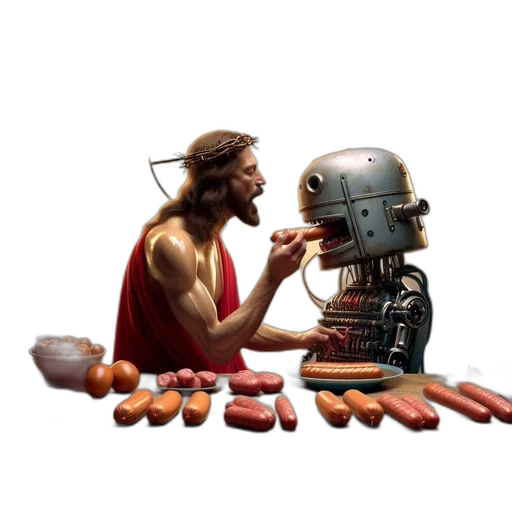 robot, food, concept art, pixel art transparent PNG cut-out