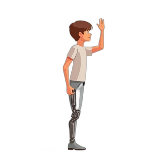 robot, staff, concept art, 3d render transparent PNG cut-out