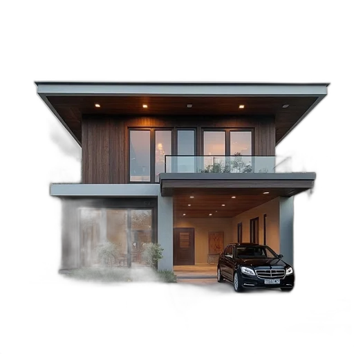 building, car, 3d render, photorealistic transparent PNG cut-out