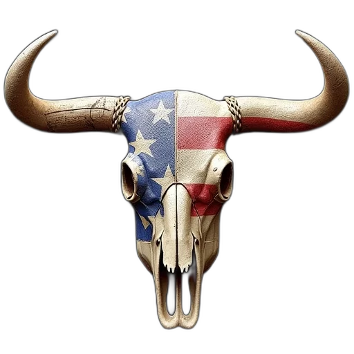 american, flag, steer, skull transparent PNG cut-out