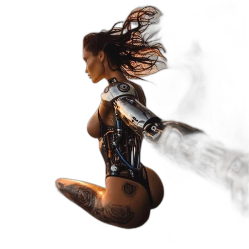 robot, hair, weapon, concept art transparent PNG cut-out