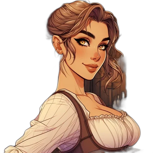 dress, staff, face, fantasy art transparent PNG cut-out