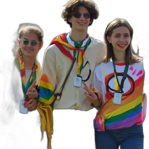 jacket, staff, colorful, three transparent PNG cut-out