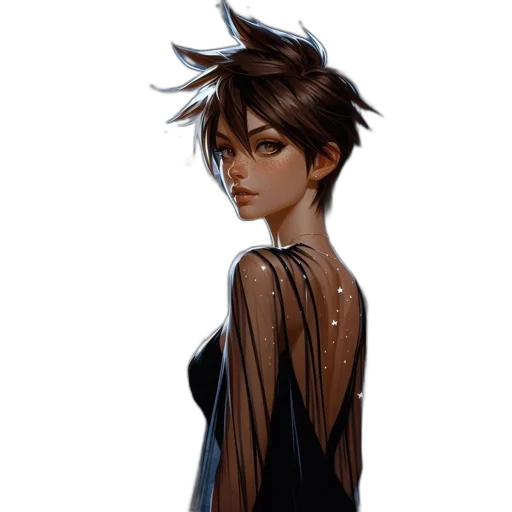 dress, face, hair, staff transparent PNG cut-out