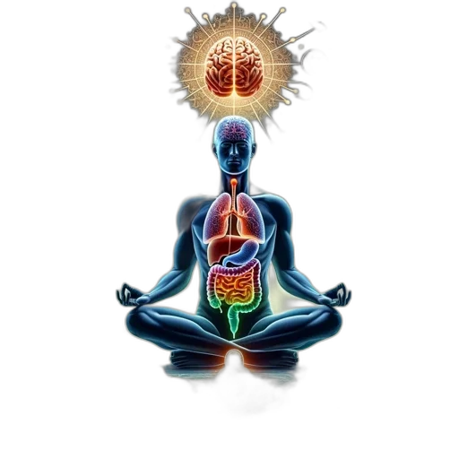 human, figure, meditates, surrounded transparent PNG cut-out