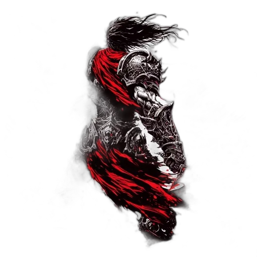 dragon, sword, mask, hair transparent PNG cut-out
