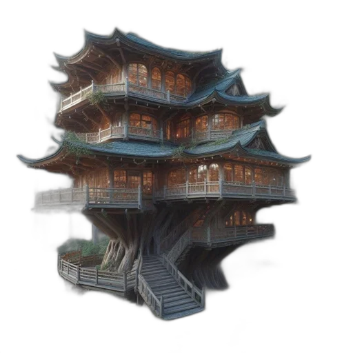 building, dragon, furniture, tree transparent PNG cut-out