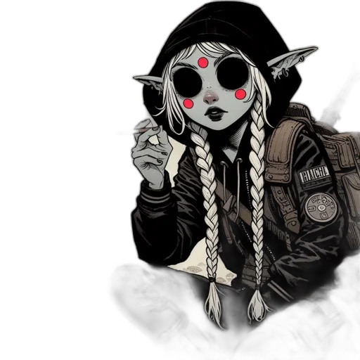 mask, jacket, staff, fantasy art transparent PNG cut-out