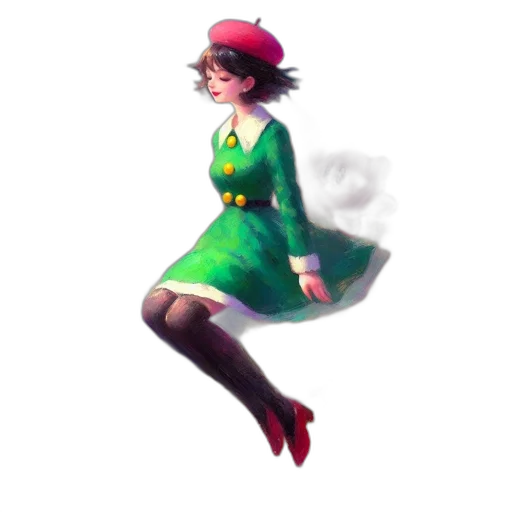 dress, hat, staff, crown transparent PNG cut-out