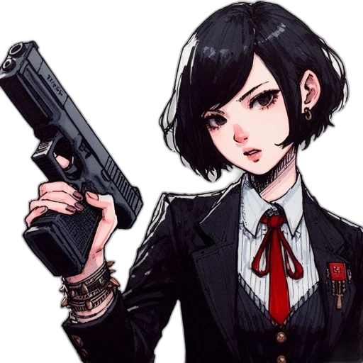 weapon, staff, face, jacket transparent PNG cut-out