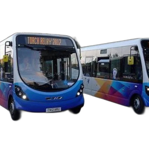 3d render, two, buses, one transparent PNG cut-out