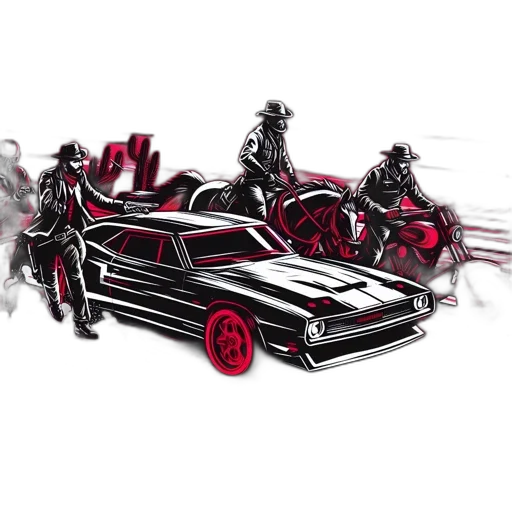 car, concept art, comic book art, 3d render transparent PNG cut-out