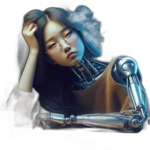 robot, cyberpunk, fantasy art, photorealistic transparent PNG cut-out