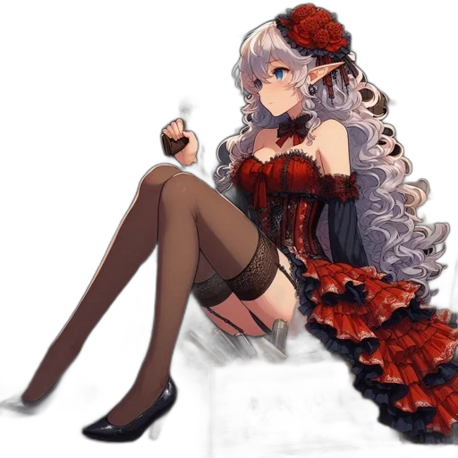 dress, crown, flower, staff transparent PNG cut-out