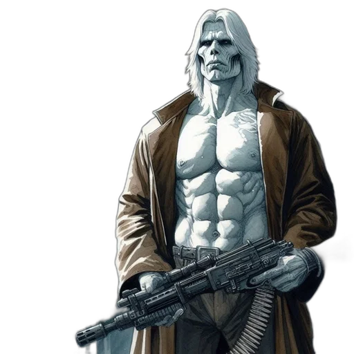 jacket, weapon, comic book art, concept art transparent PNG cut-out