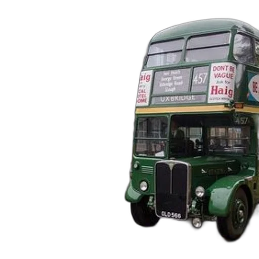 vintage, green, double-decker, bus transparent PNG cut-out