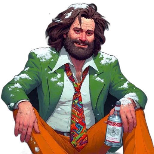 jacket, bottle, face, concept art transparent PNG cut-out