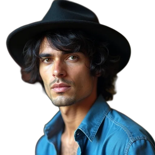 hat, face, hair, staff transparent PNG cut-out