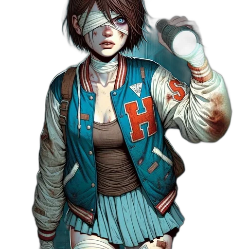 jacket, staff, face, weapon transparent PNG cut-out