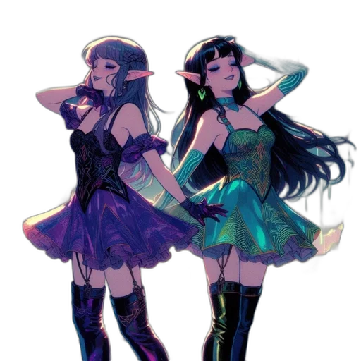 dress, concept art, vaporwave, fantasy art transparent PNG cut-out