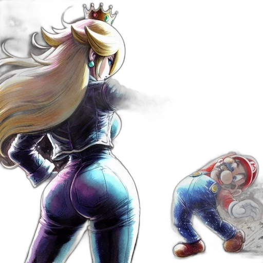 concept art, watercolor, princess, peach transparent PNG cut-out