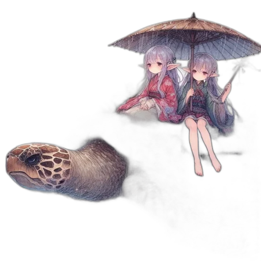 umbrella, creature, dress, hair transparent PNG cut-out