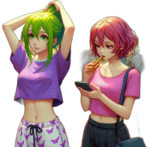 pixel art, concept art, vaporwave, anime transparent PNG cut-out
