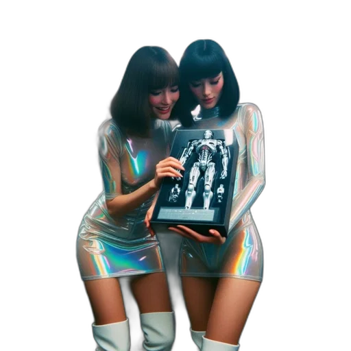 robot, jacket, dress, vaporwave transparent PNG cut-out