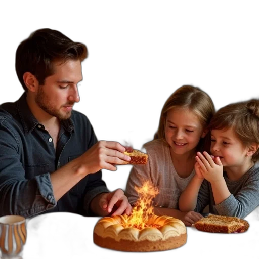 food, fire, fun, family transparent PNG cut-out
