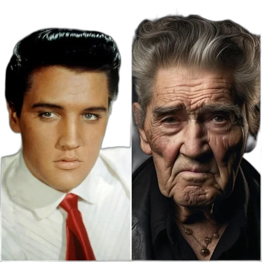 face, photorealistic, comparison, two transparent PNG cut-out