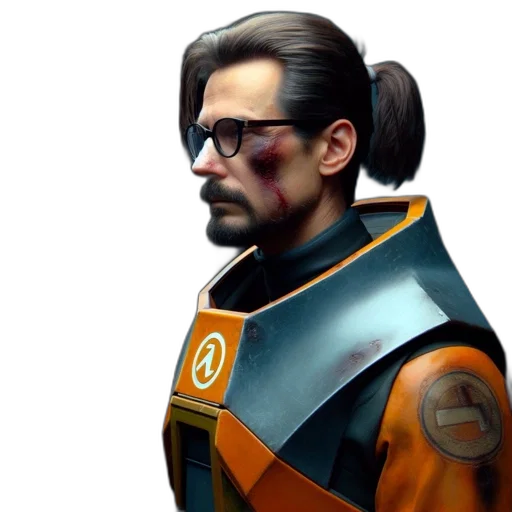 jacket, face, staff, robot transparent PNG cut-out