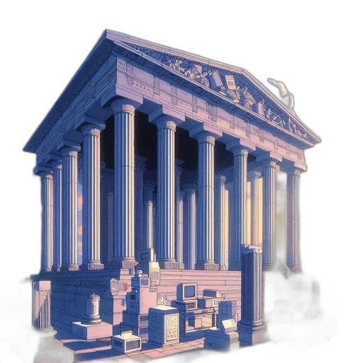 building, furniture, 3d render, vaporwave transparent PNG cut-out
