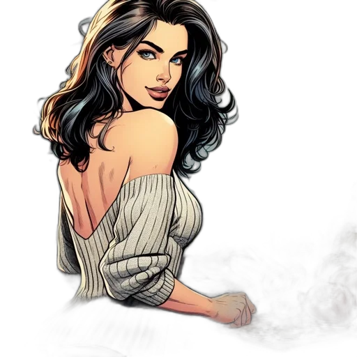 dress, comic book art, cartoon, fantasy art transparent PNG cut-out