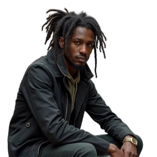 jacket, staff, face, hair transparent PNG cut-out