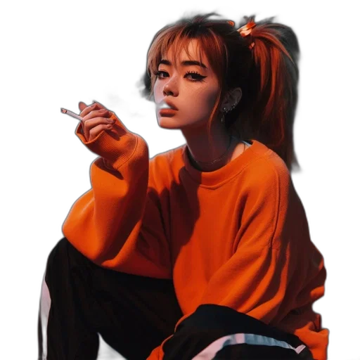 jacket, face, creature, hair transparent PNG cut-out