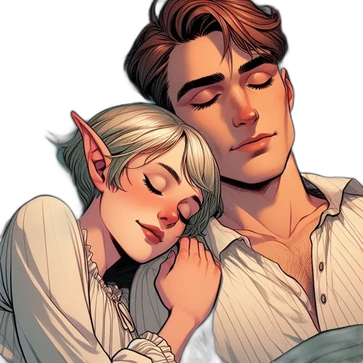 comic book art, concept art, fantasy art, sleeping transparent PNG cut-out