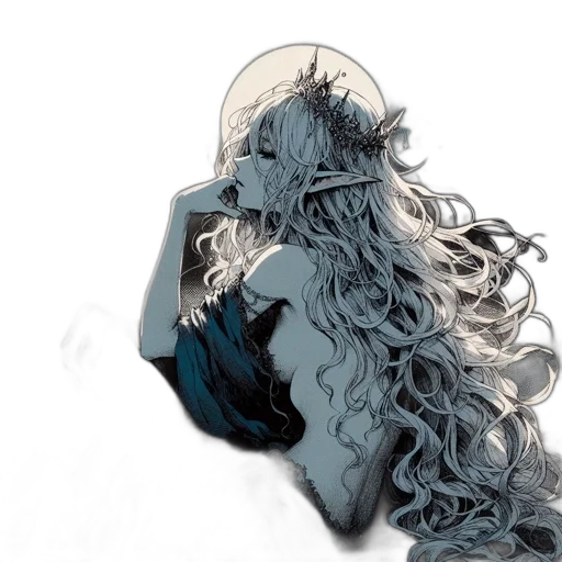 dress, mask, hair, crown transparent PNG cut-out