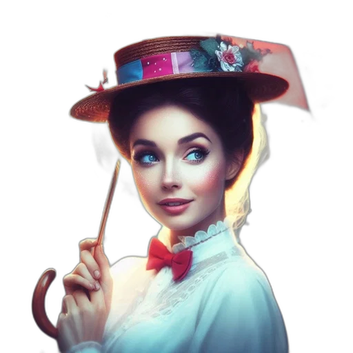 hat, staff, umbrella, face transparent PNG cut-out
