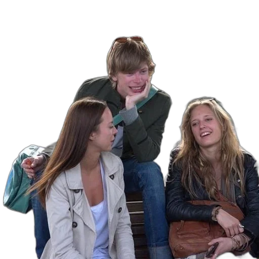 city street, forest, three, friends transparent PNG cut-out