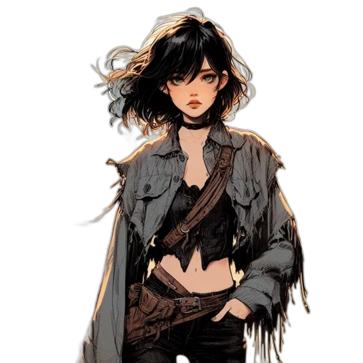 jacket, staff, weapon, dress transparent PNG cut-out