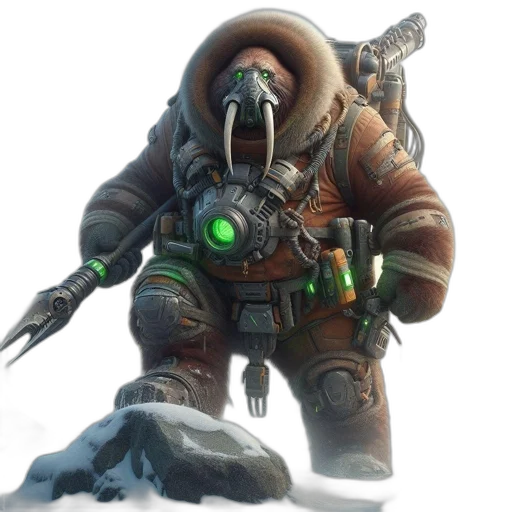 creature, robot, staff, jacket transparent PNG cut-out