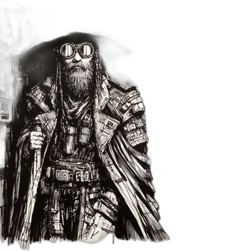 jacket, sword, mask, concept art transparent PNG cut-out