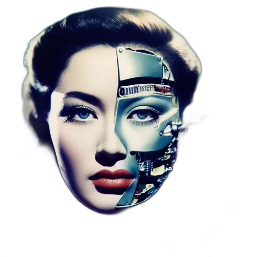 robot, face, mask, cyberpunk transparent PNG cut-out