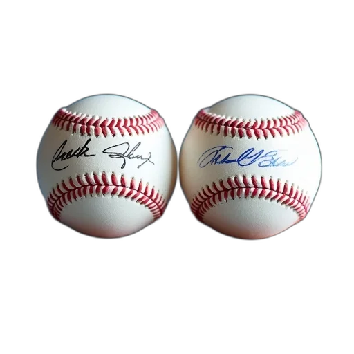 two, baseballs, displayed, glass transparent PNG cut-out