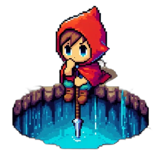 staff, jacket, sword, pixel art transparent PNG cut-out